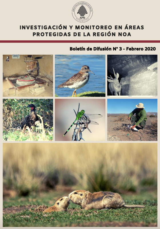 Cover of February 2020 issue of Spanish publication, Investigacion y Monitoreo en Areas Protegidas de la Region NOA.